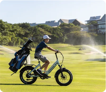 E-bike on golf course with rider